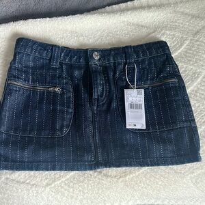 Mango Stylish Dark Blue Denim Skirt with Silver Accents